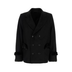 Random Identities Men Black Wool Blend Coat